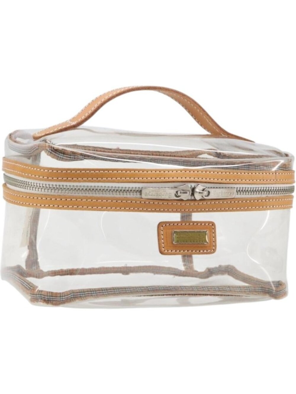 Burberrys Vanity Cosmetic Pouch Vinyl Clear Silver